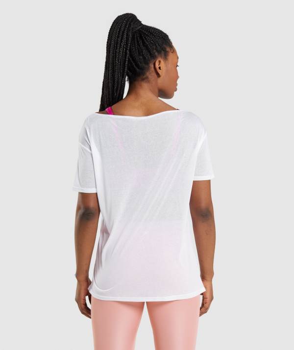 Damske Tricka Gymshark Training Oversized Top Biele | EX8406172